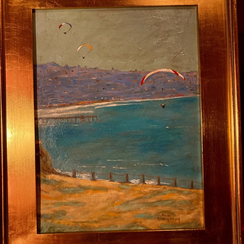 Alicia Quackenbush Vintage Oil Painting Beach Pier Beautiful California Artist